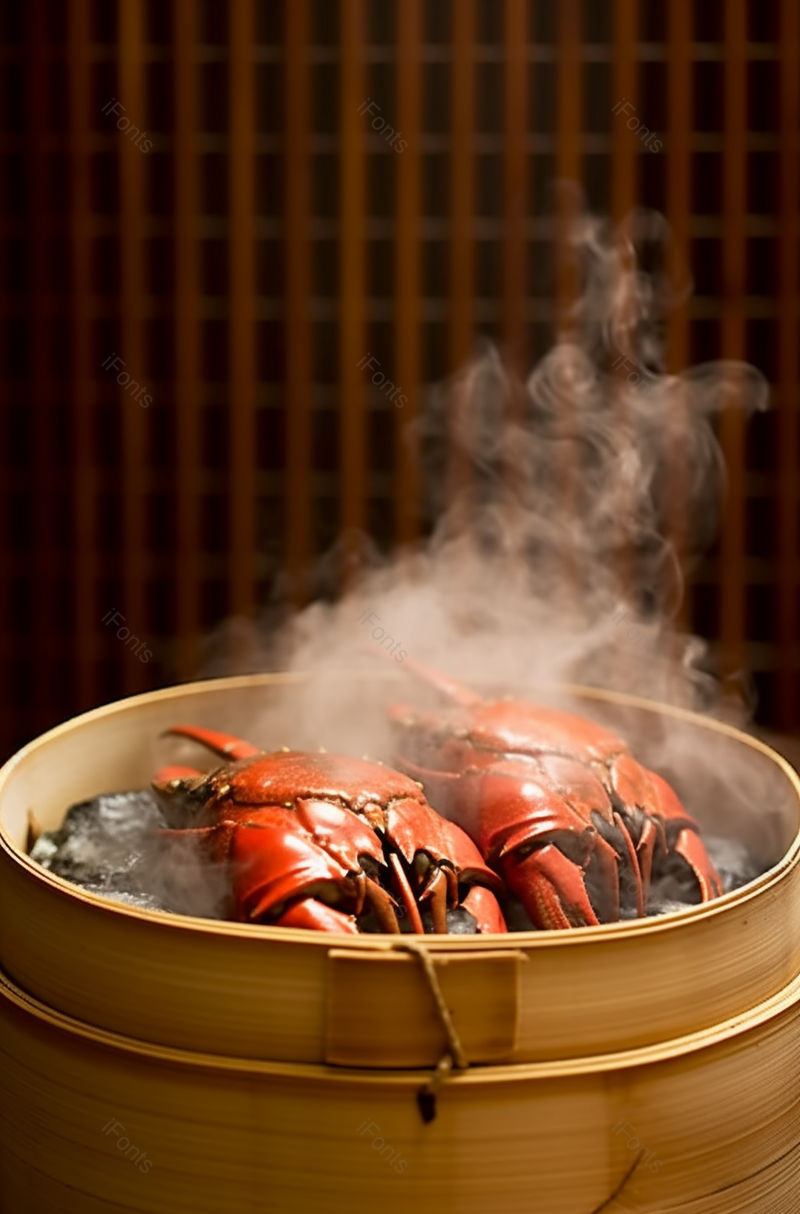 蒸笼里热气腾腾的大闸蟹已经煮熟了餐饮美食图像摄影,高清,摄影图,摄影图片,图片大全,摄影图免费下载